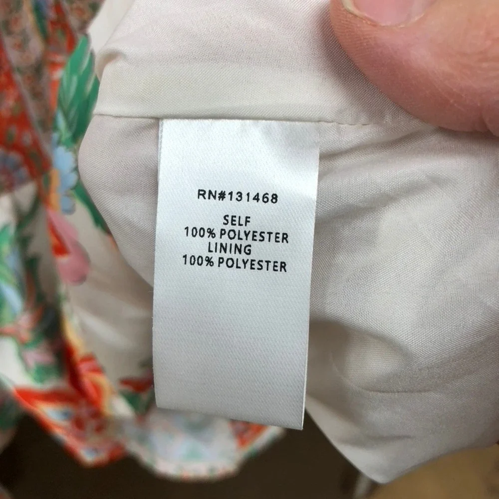 Fate‎ Floral Mini Dress Women Small Orange White Mock Neck Button Up Retro